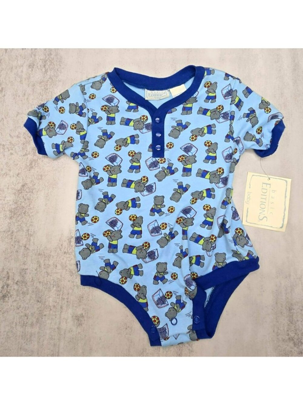 Baby Blue Teddy Bear Print Onesie 6-9 Months New With Tags Cute Boys 6-9M JJ4284